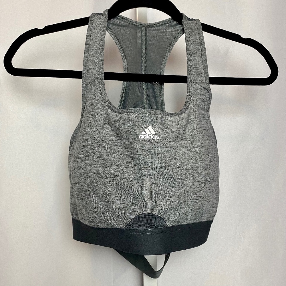adidas Gray Racerback Sports Bra with Black Band